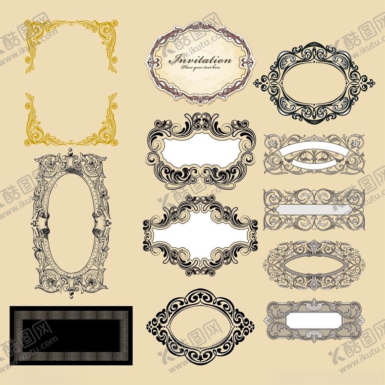 编号：67407604030711355181【酷图网】源文件下载-复古风格装饰性边框集合