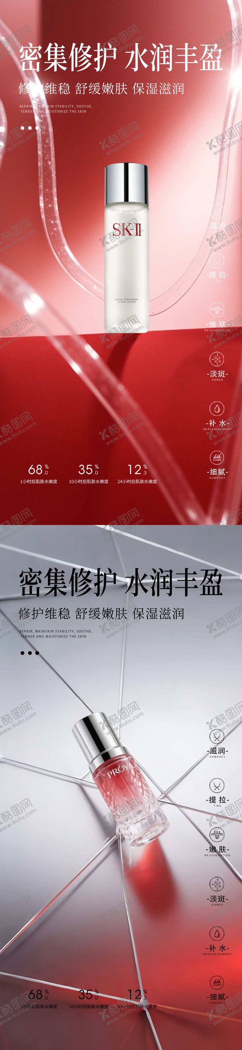 编号：47720001271337153057【酷图网】源文件下载-红色极简护肤品产品海报