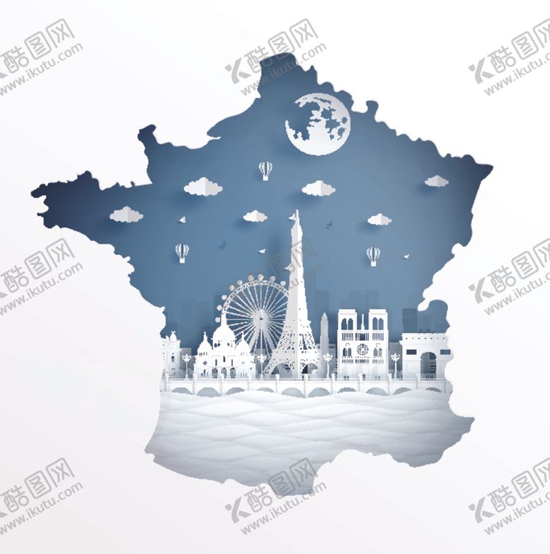 编号：29100307070707324338【酷图网】源文件下载-城市建筑剪纸