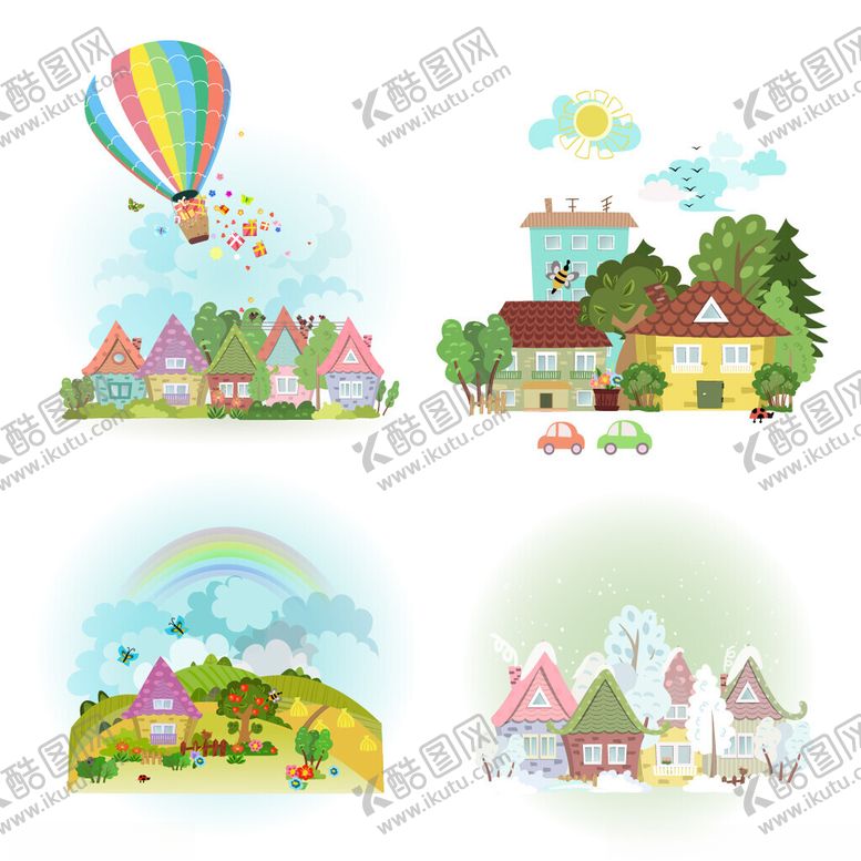 编号：31085007021641522139【酷图网】源文件下载-梦幻卡通风景插画