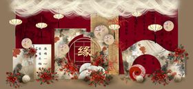 新中式香槟红色婚礼效果图