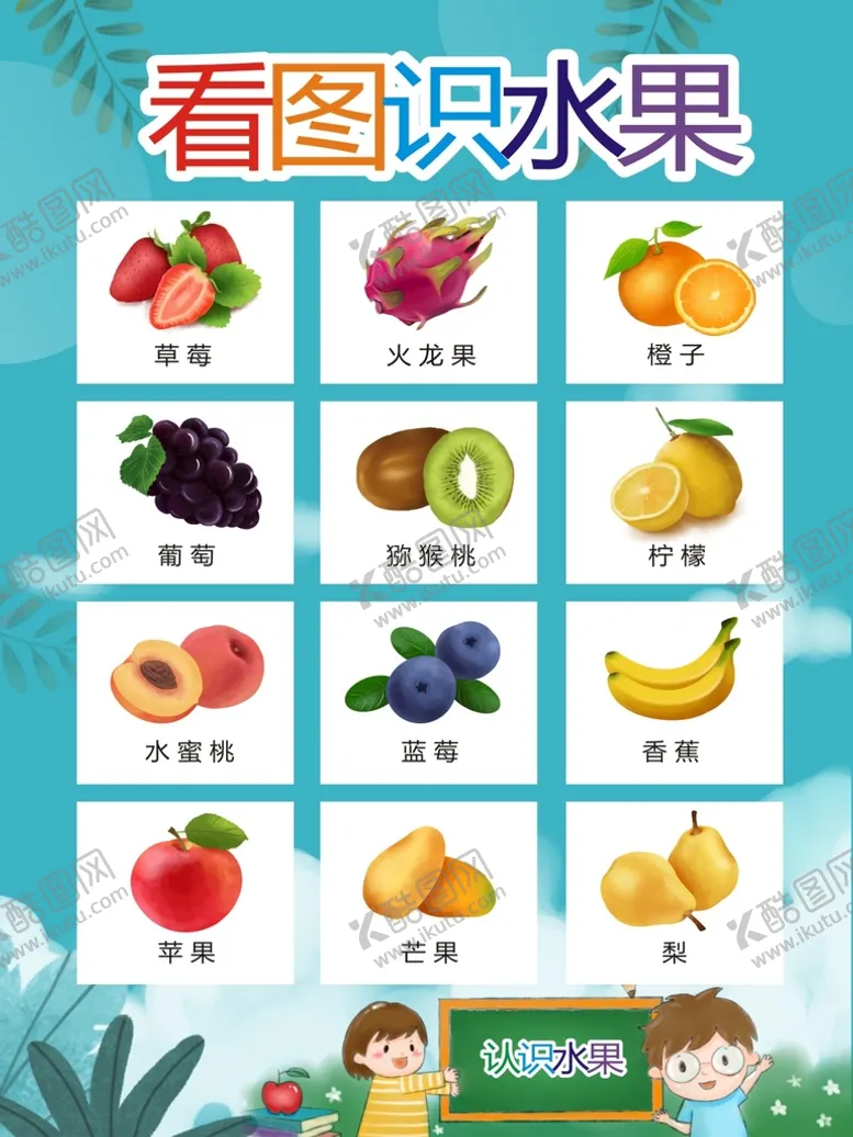 编号：46601101240448222282【酷图网】源文件下载-看图识水果