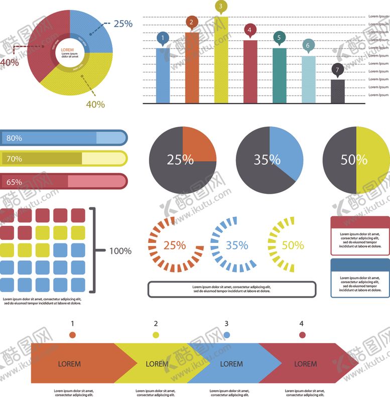编号：16048604051544267785【酷图网】源文件下载-多样统计图表元素集合