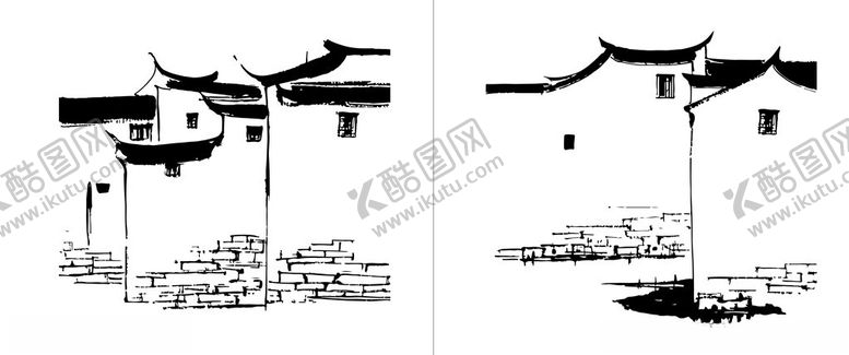 编号：56089402070015321457【酷图网】源文件下载-古风建筑轮廓矢量图