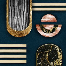 几何色块海天蓝创意装饰画