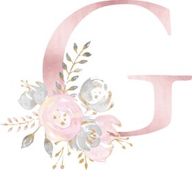 金粉鲜花字母数字素材