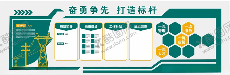 编号：10418401261454238890【酷图网】源文件下载-国家电网班组文化墙