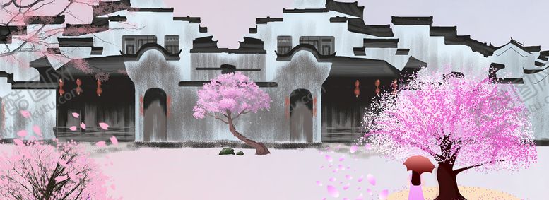 编号：78327511062332001620【酷图网】源文件下载-手绘古风插画背景图片
