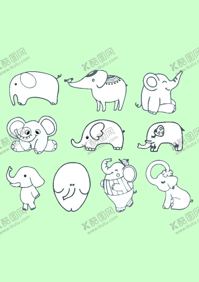 编号：48343912200546113385【酷图网】源文件下载-简笔画大象