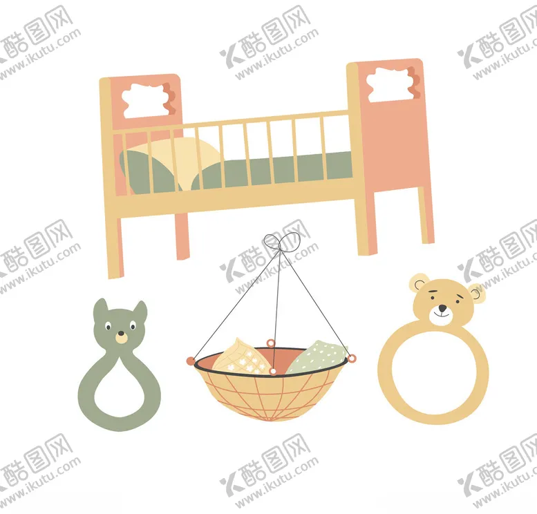编号：75725902271111589432【酷图网】源文件下载-扁平风格可爱幼儿用品矢量插画