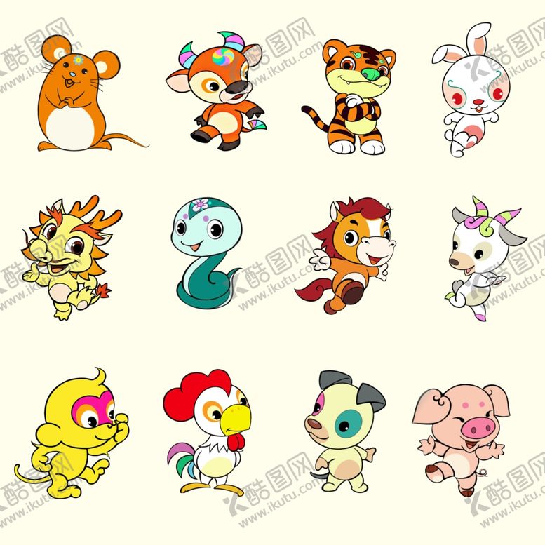 编号：41866909231448093746【酷图网】源文件下载-卡通十二生肖