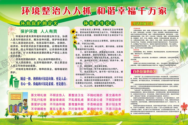 编号：43279009161134002097【酷图网】源文件下载-环境卫生 宣传栏