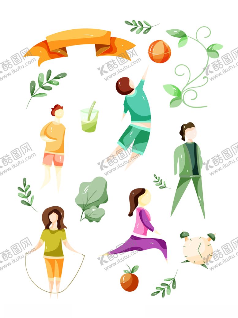 编号：72344603112020371279【酷图网】源文件下载-卡通简约矢量健康生活方式装饰