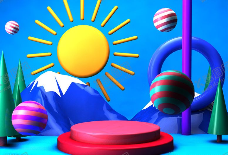 编号：17642810021450436696【酷图网】源文件下载-C4D立体展示场景元素