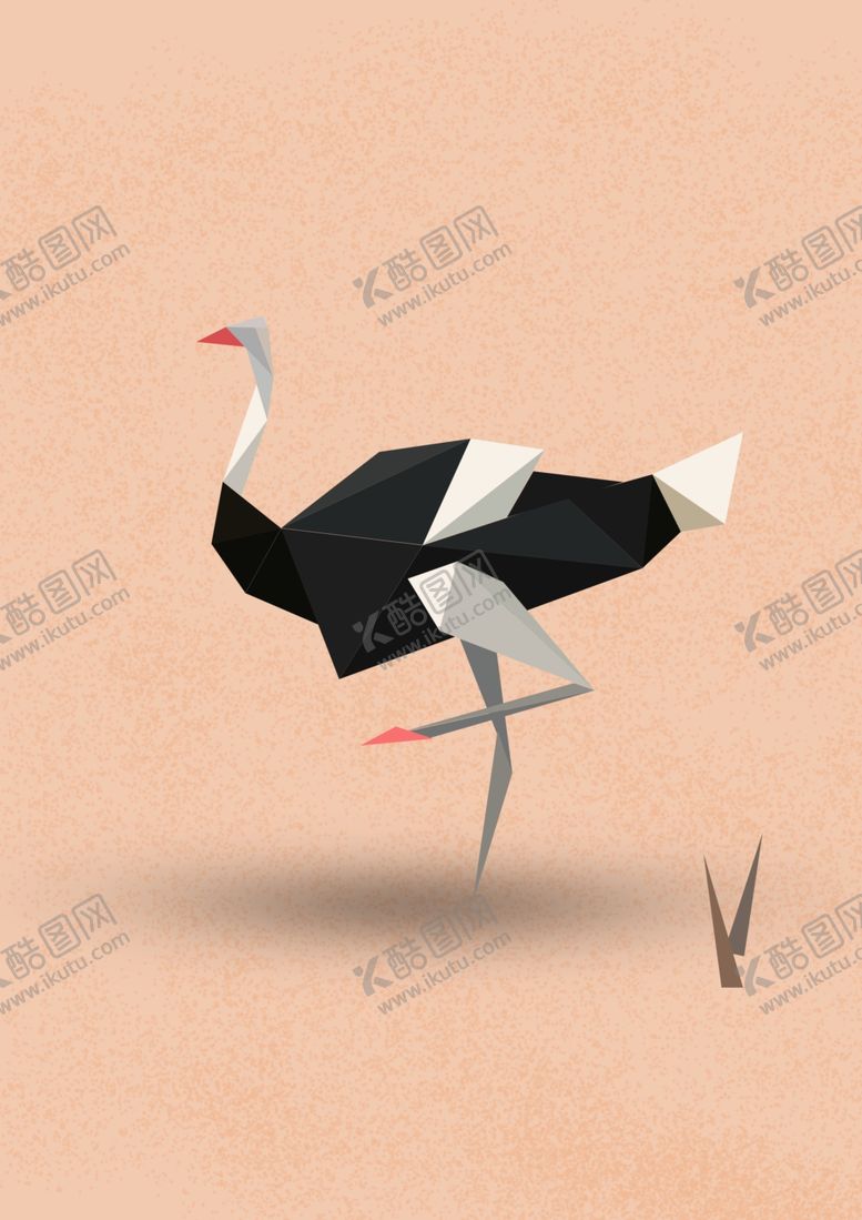 编号：59442509130335238082【酷图网】源文件下载-图形拼接色块鸵鸟动物