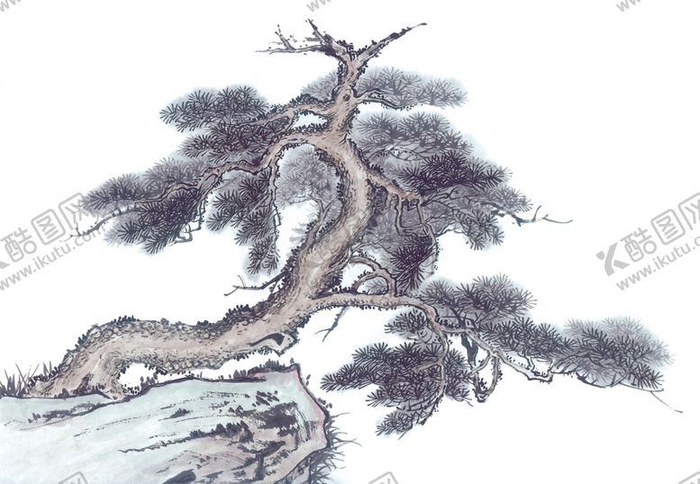编号：78544907141713503636【酷图网】源文件下载-水墨中国风迎客松