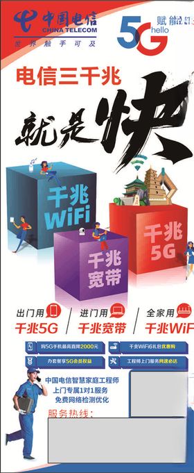 电信三千兆5G海报展