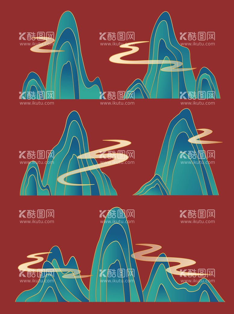 编号：08397209142011355176【酷图网】源文件下载-中国风 山云矢量重阳节国潮背景