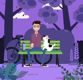 创意公园休息的爷爷和孙子