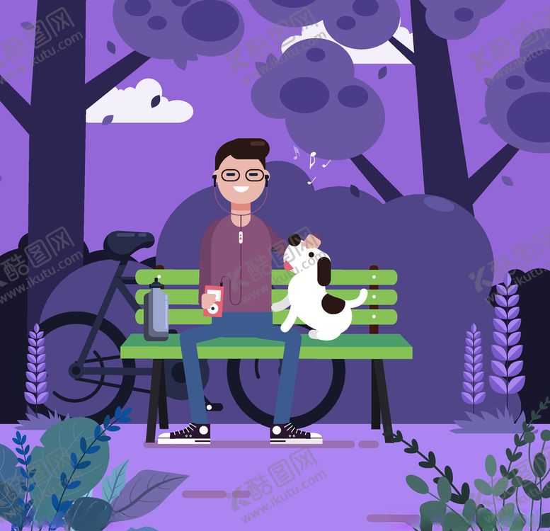 编号：25624110061056055545【酷图网】源文件下载-创意公园长椅上休息的男子