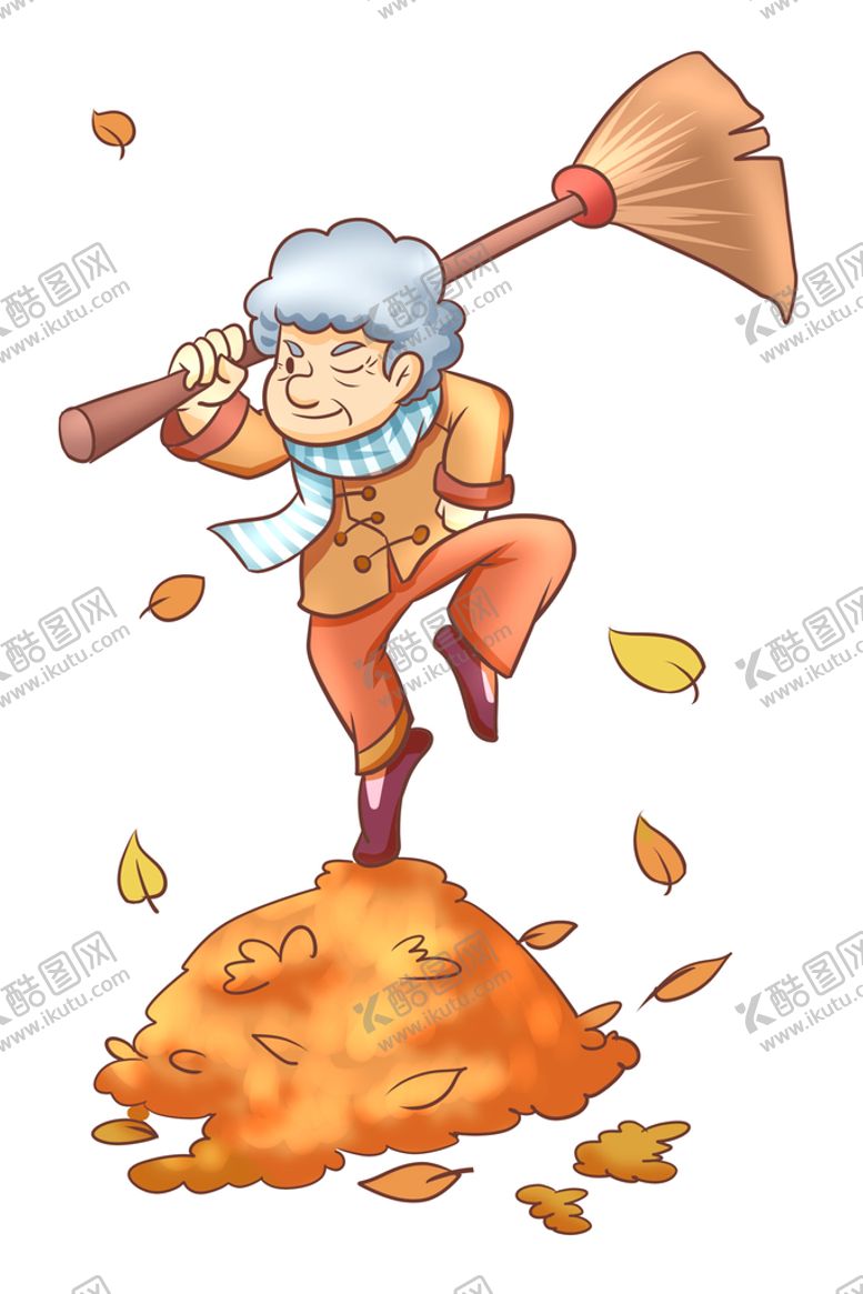 编号：48920110081234381286【酷图网】源文件下载-老奶奶扫落叶