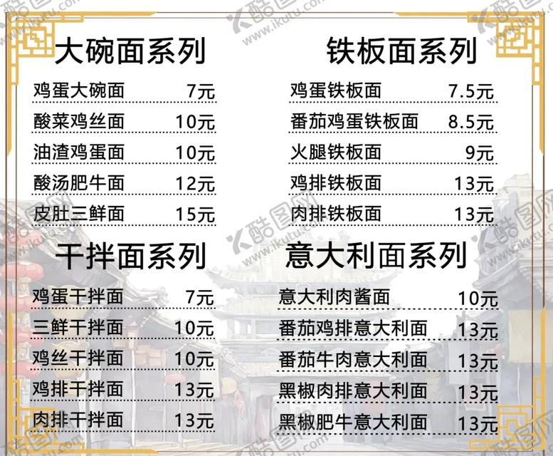 编号：63487206300730224251【酷图网】源文件下载-大碗面菜单