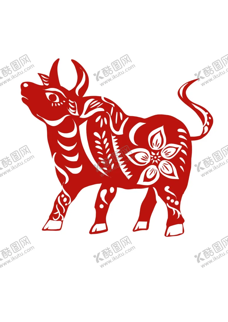 编号：20236904180505129405【酷图网】源文件下载-2021牛年剪纸插画
