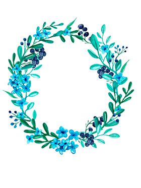 小清新水彩花圈绘画
