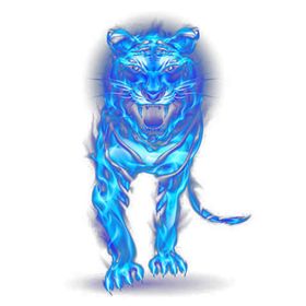 老虎火焰蓝色合成海报素材
