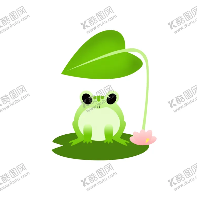 编号：81386504101555035998【酷图网】源文件下载-躲在荷叶下的青蛙插画