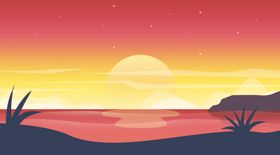 小清新简约创意海报图片矢量插画风景唯美风景阳光
