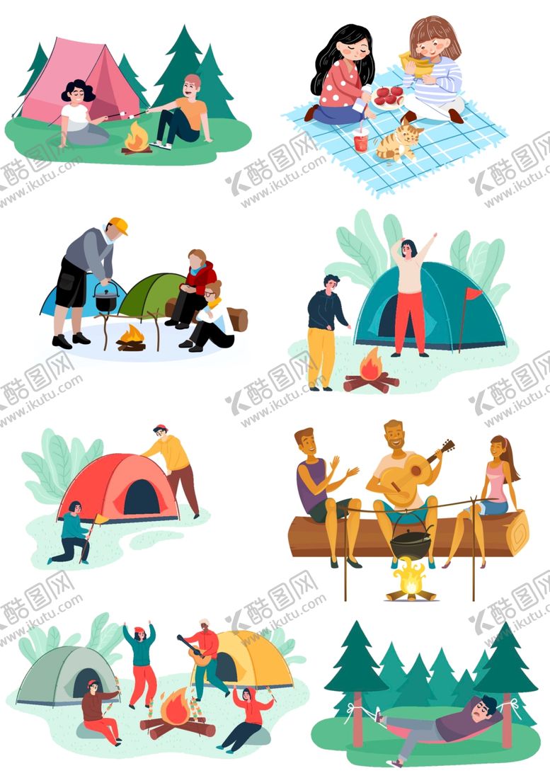 编号：78400704301218592591【酷图网】源文件下载-户外露营野餐休闲娱乐元素大合集