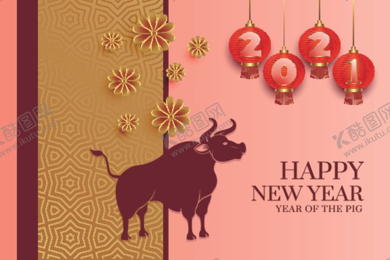 编号：73754510292244351274【酷图网】源文件下载-牛新年展板背景