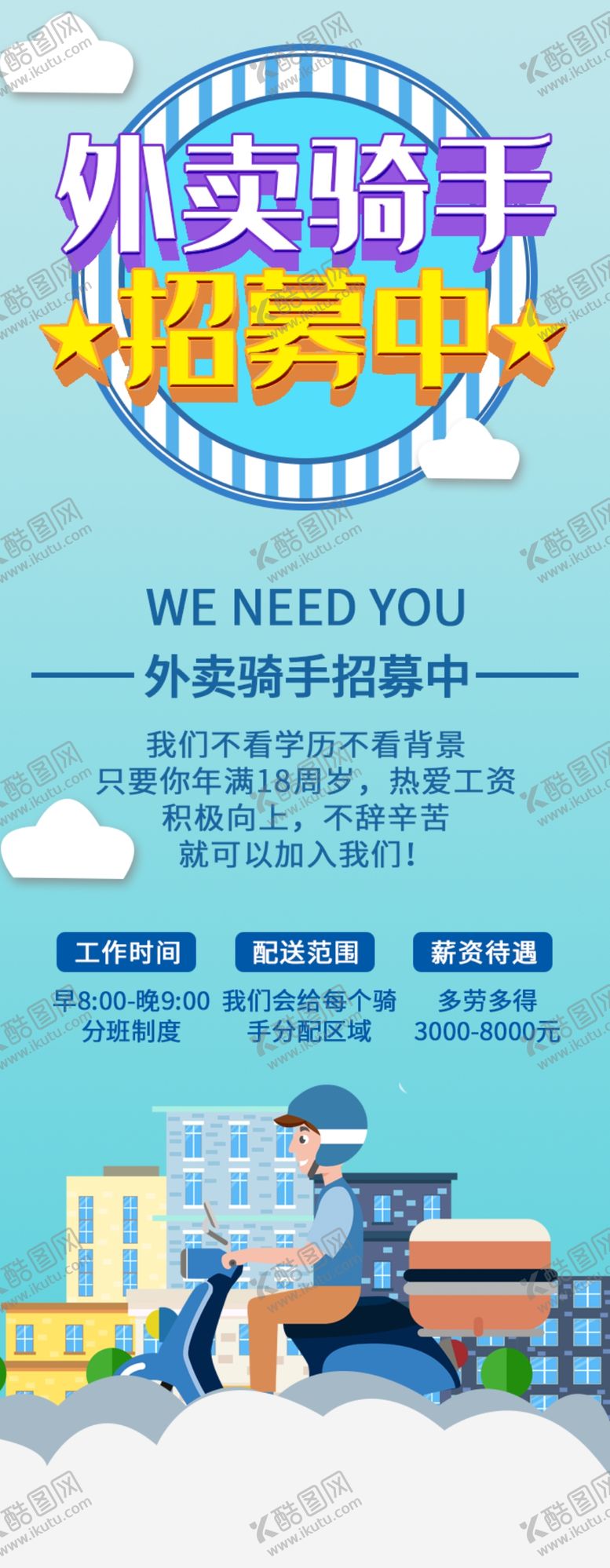 编号：61671305022119203504【酷图网】源文件下载-外卖骑手招聘