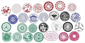 圆形花边边框传统图案花纹