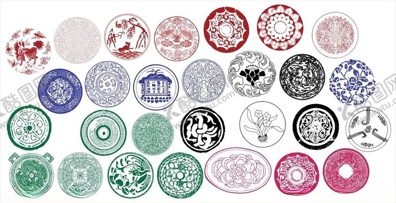 编号：58656911021340308376【酷图网】源文件下载-圆形花边边框传统图案花纹