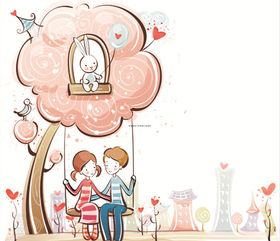 卡通幸福的情侣人物设计