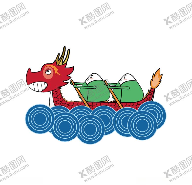编号：66133409190004515852【酷图网】源文件下载-卡通山水端午节粽子划船龙舟