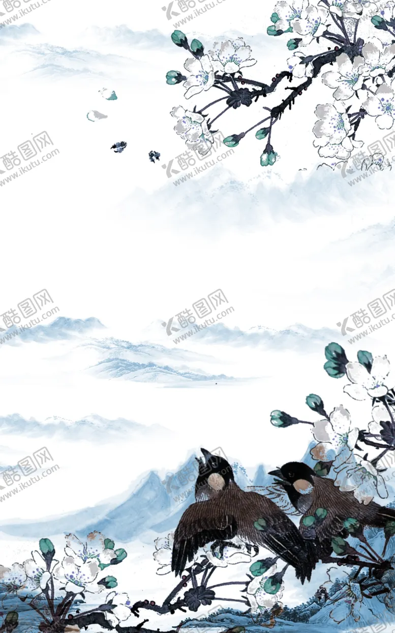 编号：73406503311113064347【酷图网】源文件下载-花鸟风景竖版装饰画