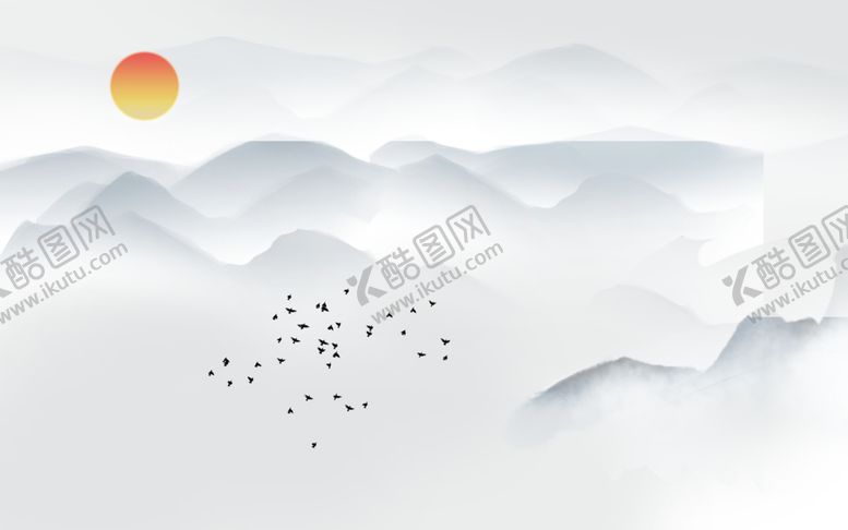 编号：32063910290917547392【酷图网】源文件下载-新中式意境远山水墨装饰画