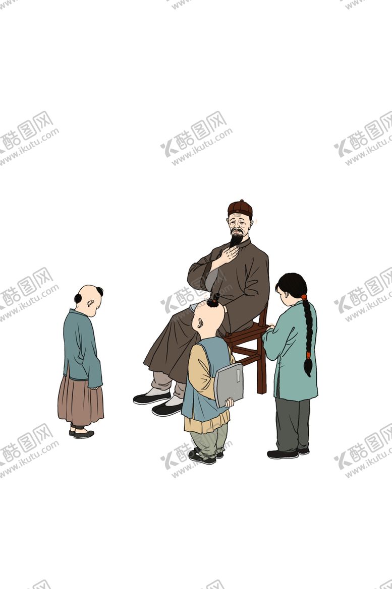 编号：98299607030504337797【酷图网】源文件下载-教书先生水墨水彩意境合成素材