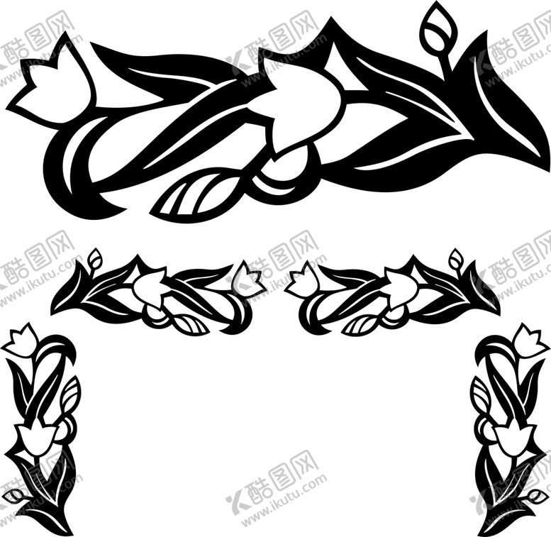 编号：95973001190221245046【酷图网】源文件下载-黑白手绘植物 