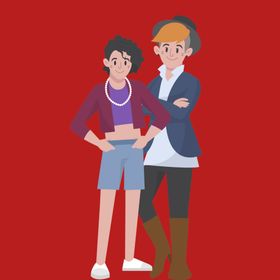 手绘情侣恋人卡通爱男女