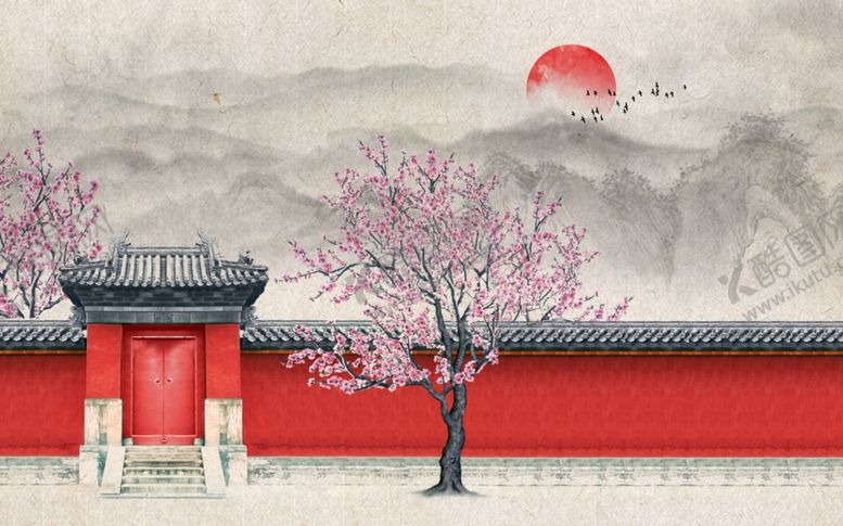 编号：69082209260842384106【酷图网】源文件下载-工笔花鸟背景墙装饰画