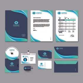 蓝绿配色企业品牌视觉套件