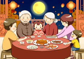 中秋节插画赏月海报情浓