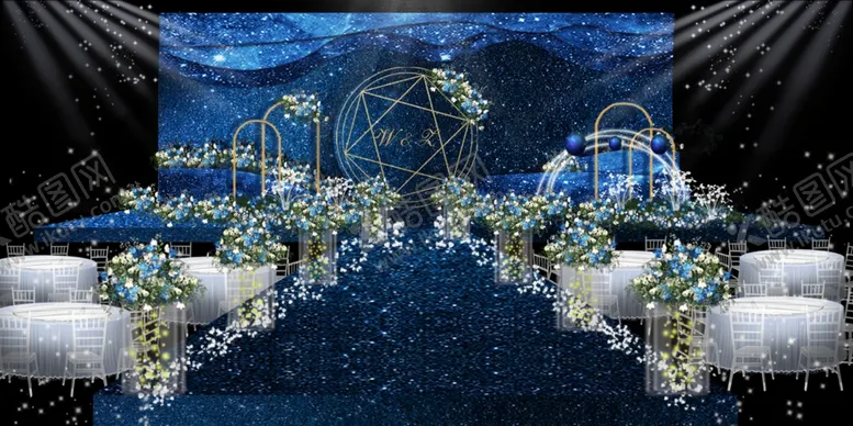 编号：77639106301129558811【酷图网】源文件下载-蓝色系婚礼设计背景