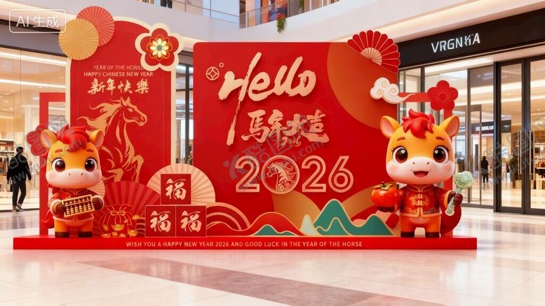 编号：71960904301555546384【酷图网】源文件下载-元旦春节新年美陈舞台装饰