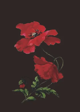 大牌手绘花牡丹小碎数码