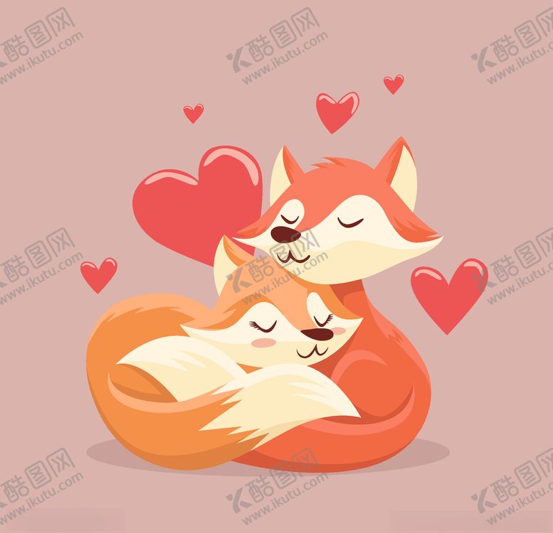 编号：13374404262150472484【酷图网】源文件下载-创意情侣狐狸